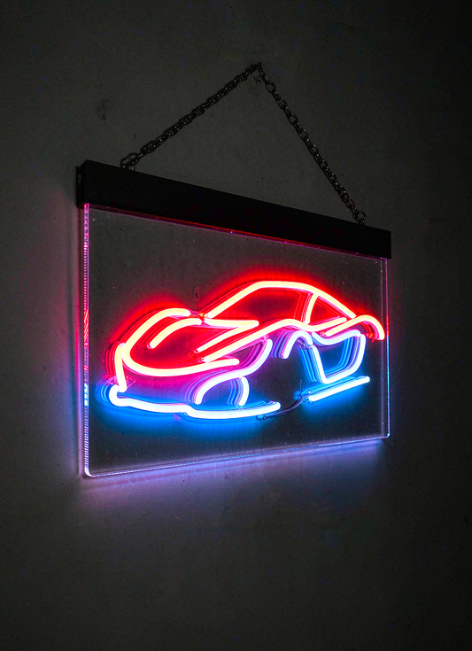 IIIM Car Logo Neon Sign 16x6 Inch, USB Dimmable LED Neon Light Sign for Man Cave, Auto Shop, Garage Wall Decor